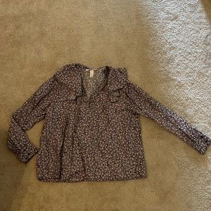 NWOT H&M Long Sleeve Collared Ditsy Floral Top